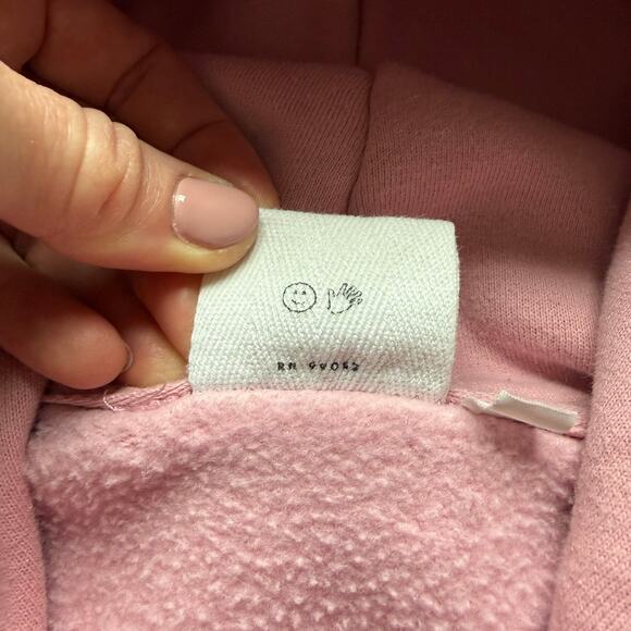 Glossier Original Comfy Pink Logo Hoodie Sweatshirt Fleece Cotton Blend Size XL - Picture 5 of 8